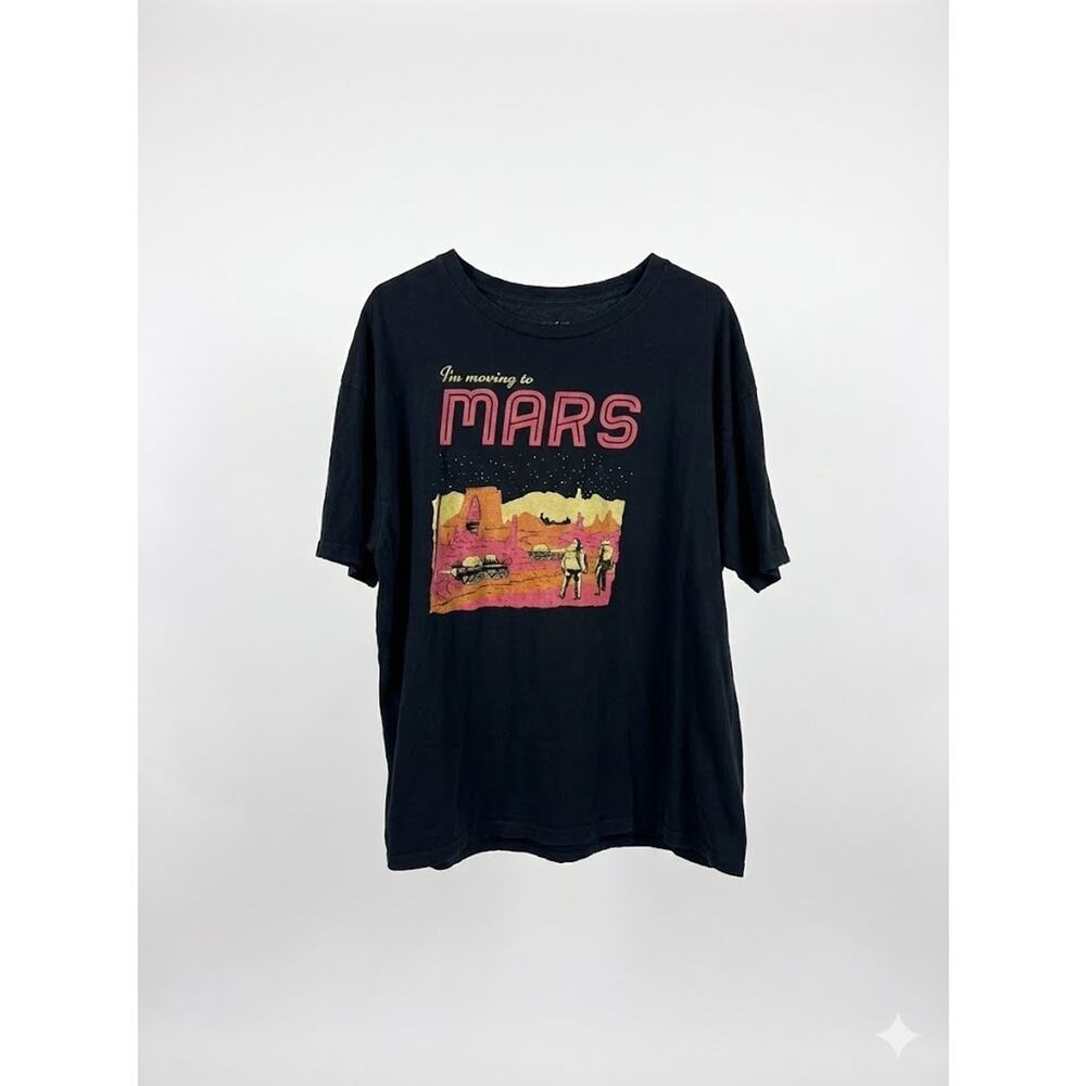 I’m Moving To Mars T-Shirt Men’s 2XL Black Graphic Space Astronaut Sci-Fi Novelt